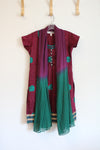 Turquoise Floral Burgundy Tunic Tunic Top & Chiffon Shawl