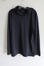 Real Essentials Black Hooded Long Sleeved Shirt | XL