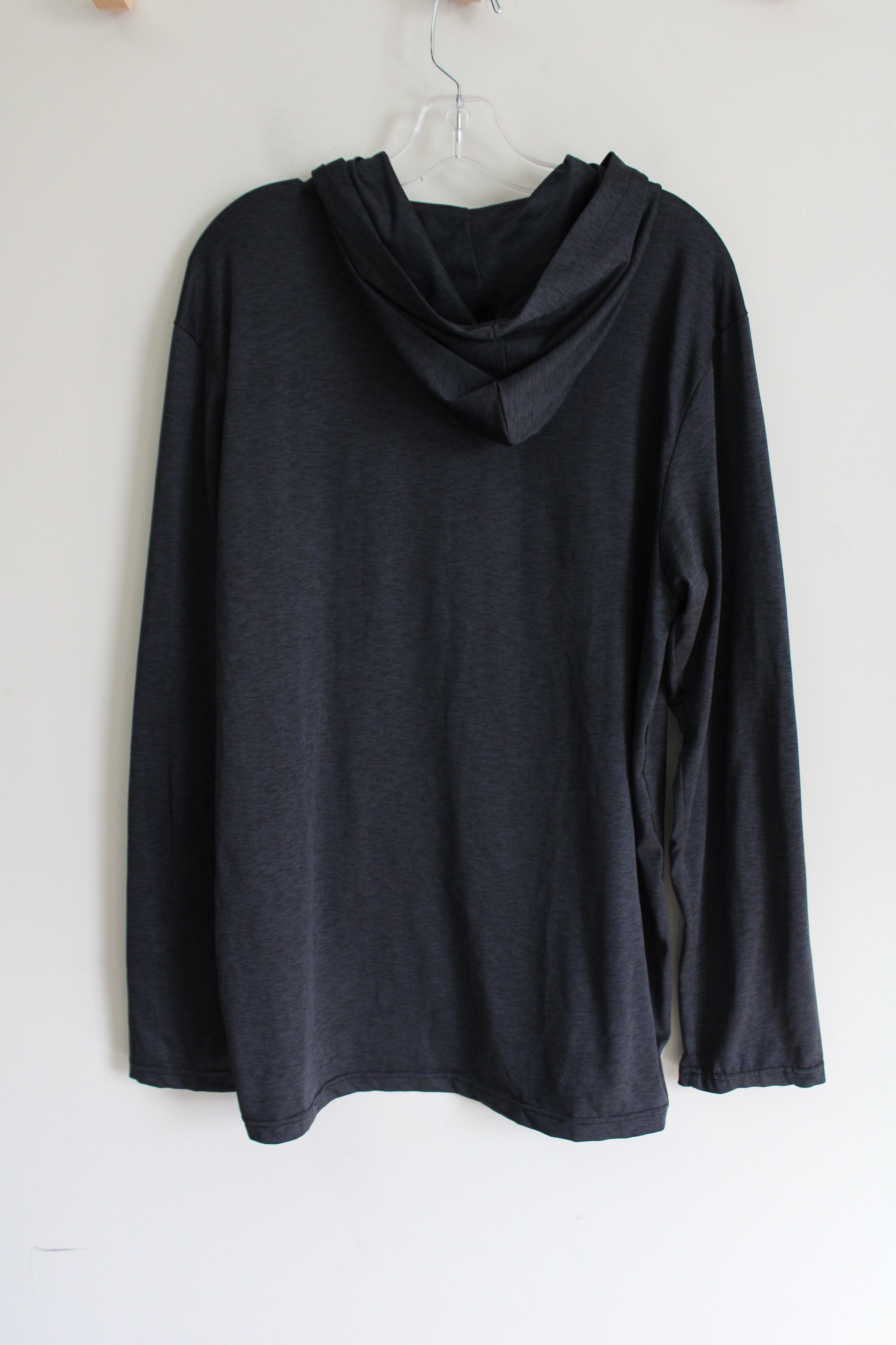 Real Essentials Black Hooded Long Sleeved Shirt | XL