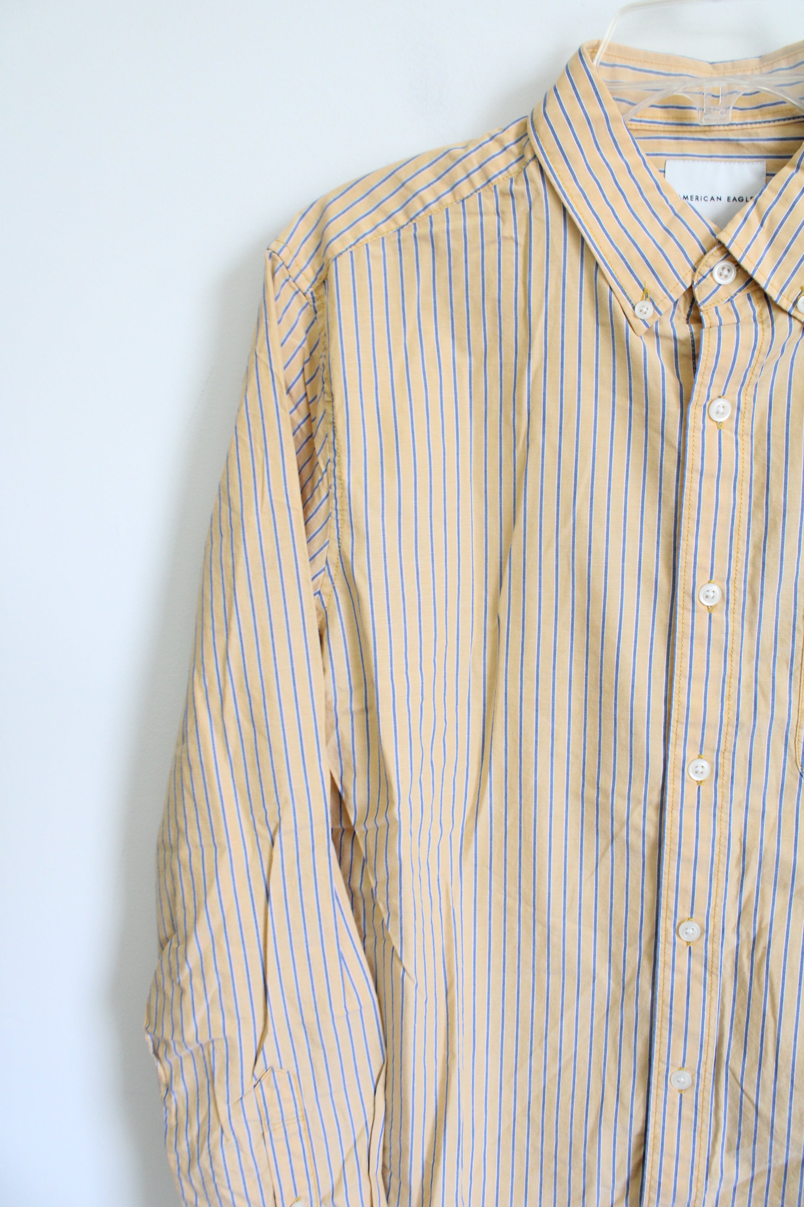 NEW American Eagle Yellow Striped Long Sleeved Button Down Shirt | M