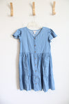 Cat & Jack Blue Chambray Button Down Dress | Youth XL (14)