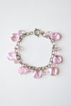Pink Glass Stone Charm Silver Chain Anklet