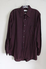 Van Heusen Pique Burgundy Button Down Shirt | 16 34/35