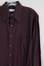 Van Heusen Pique Burgundy Button Down Shirt | 16 34/35