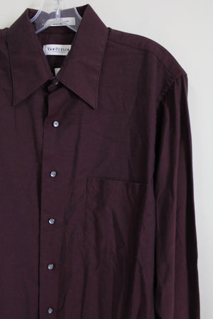 Van Heusen Pique Burgundy Button Down Shirt | 16 34/35