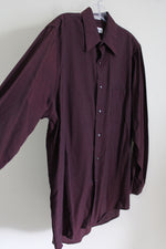 Van Heusen Pique Burgundy Button Down Shirt | 16 34/35