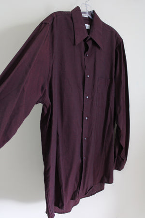 Van Heusen Pique Burgundy Button Down Shirt | 16 34/35
