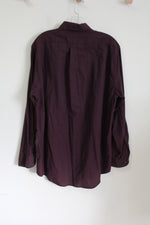 Van Heusen Pique Burgundy Button Down Shirt | 16 34/35