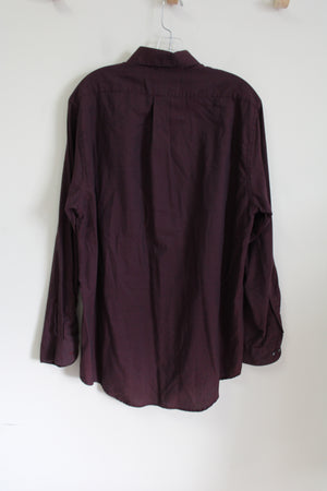 Van Heusen Pique Burgundy Button Down Shirt | 16 34/35