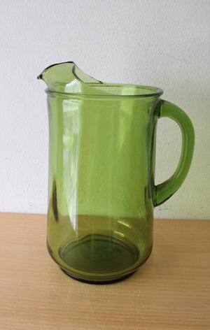 Anchor Hocking Finlandia Avocado Green Glass Drink Pitcher