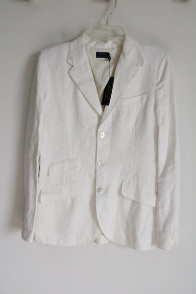 NEW Ralph Lauren Polo White Linen Blazer 4 4 Petite Jubilee Thrift