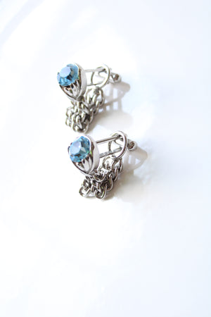 Blue Topaz Double Chain Silver Cufflinks
