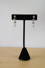 Clear & Gray Stone Screwback Sterling Silver Earrings