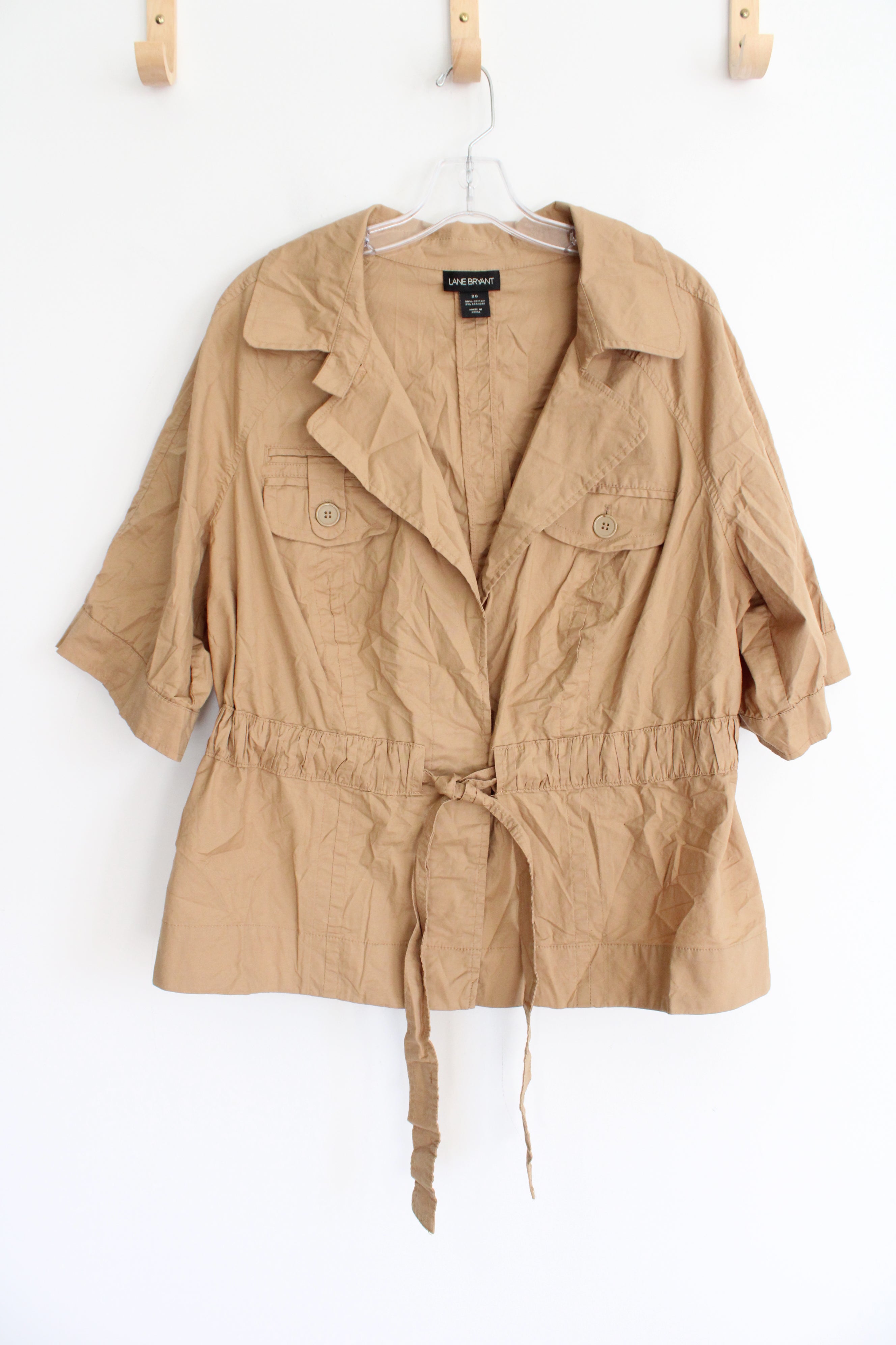 Lane Bryant Tan Tied Short Sleeved Jacket | 20