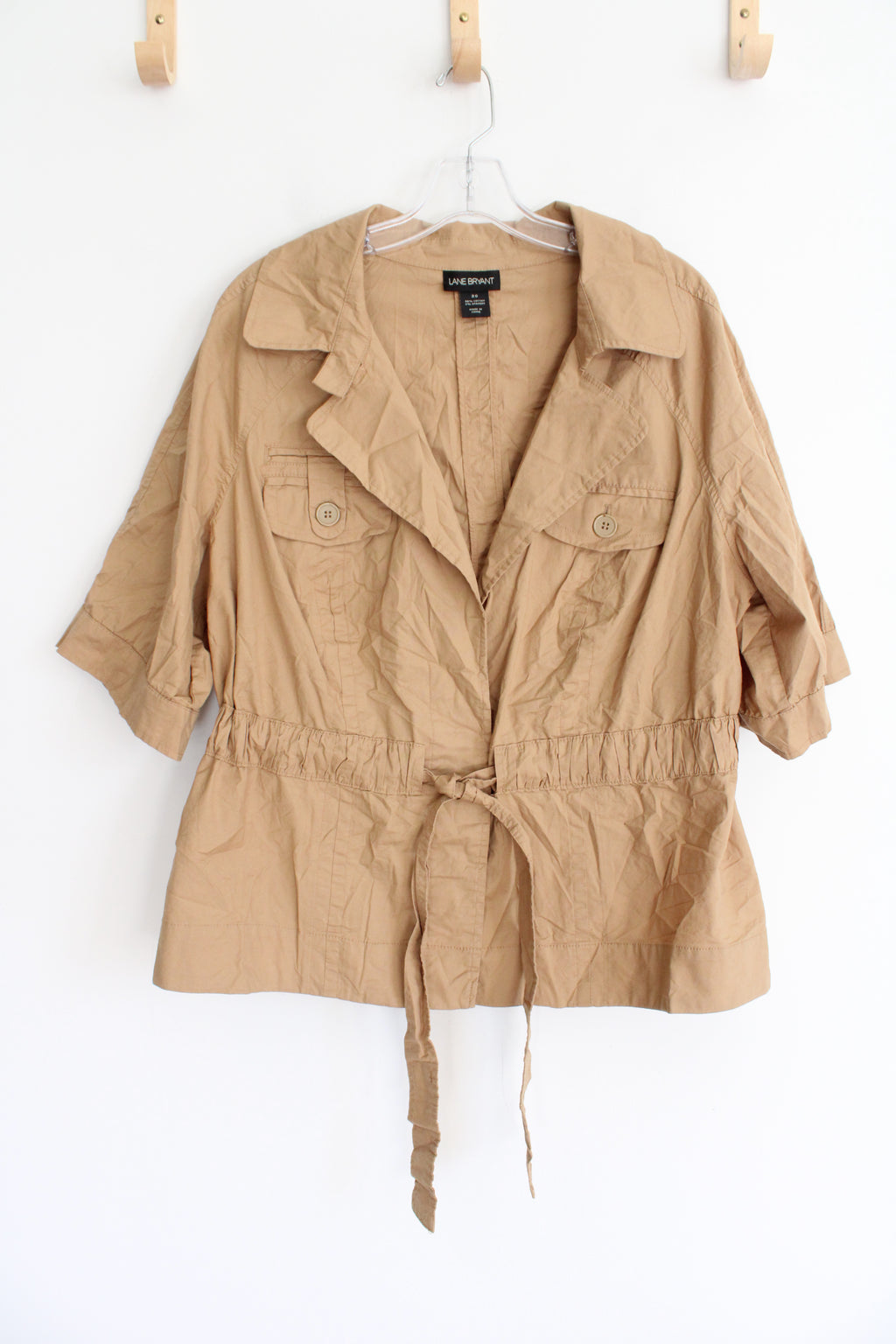 Lane Bryant Tan Tied Short Sleeved Jacket | 20