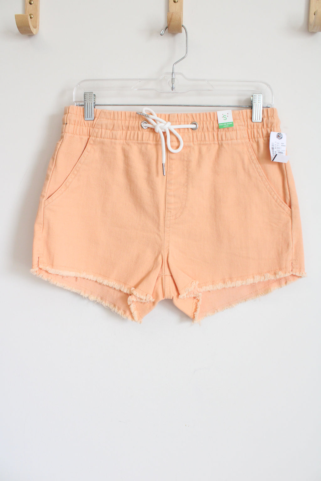 NEW ReGeneration Poppy Peach Denim Elastic Waistband Pull On Shorts | S