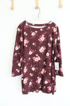 NEW Croft & Barrow Maroon & Pink Floral Long Sleeved Top | 3X