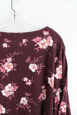 NEW Croft & Barrow Maroon & Pink Floral Long Sleeved Top | 3X