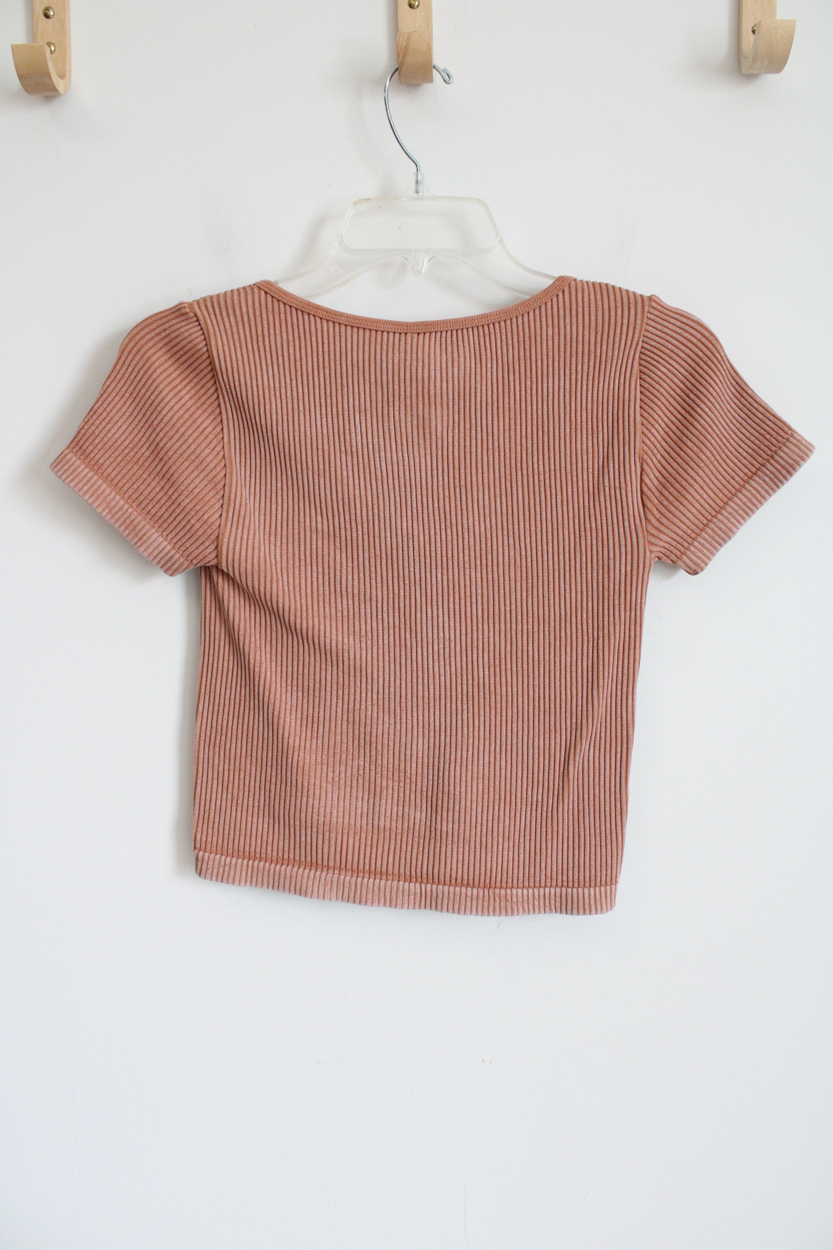 NEW Gypsy + Jade Washed Western Tan Ribbed Crop Tee | S/M