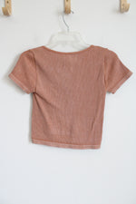 NEW Gypsy + Jade Washed Western Tan Ribbed Crop Tee | S/M