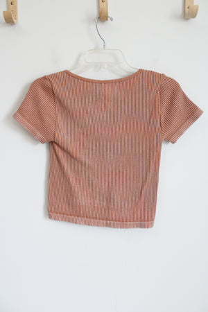 NEW Gypsy + Jade Washed Western Tan Ribbed Crop Tee | S/M