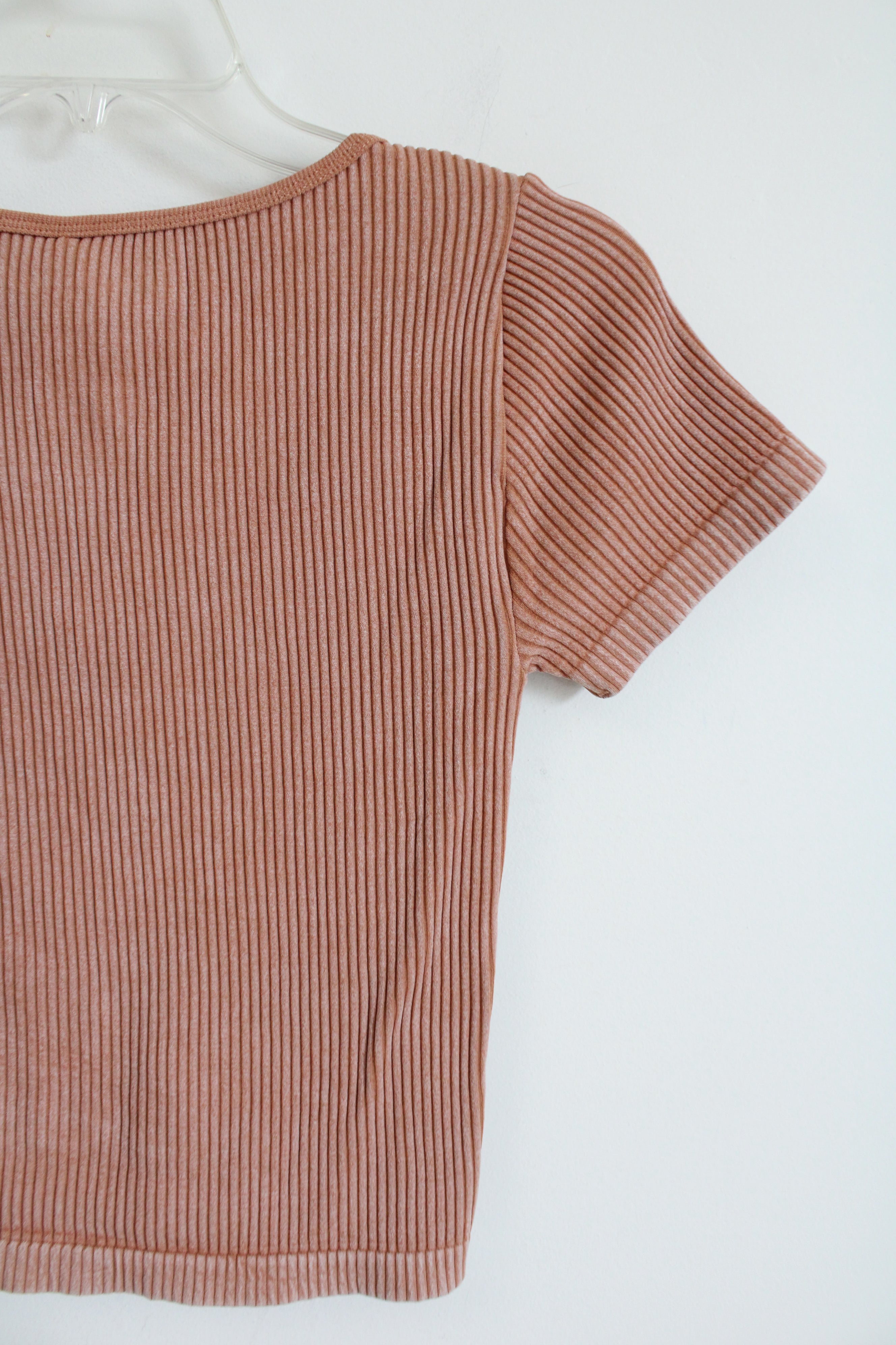 NEW Gypsy + Jade Washed Western Tan Ribbed Crop Tee | S/M