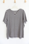 Hasting & Smith Black Tan & White Striped V-Neck Top | 2X