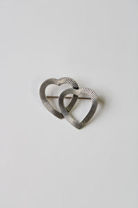 Danecraft Sterling Ribbed Hearts Pin