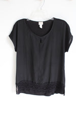 Chico's Black Chiffon Front Blouse | 0 (S)