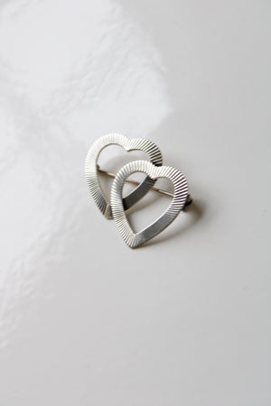 Danecraft Sterling Ribbed Hearts Pin