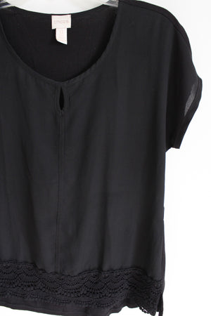 Chico's Black Chiffon Front Blouse | 0 (S)