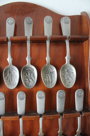 Franklin Mint Original Thirteen Colonies Pewter Spoon Collection