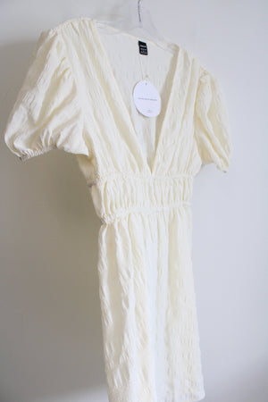 NEW Shein Vcay Cream Puff Sleeve Dress | S