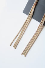 NEW Thalia Sodi Gold Herringbone & Rhinestone Chain Stud Dangle Earrings