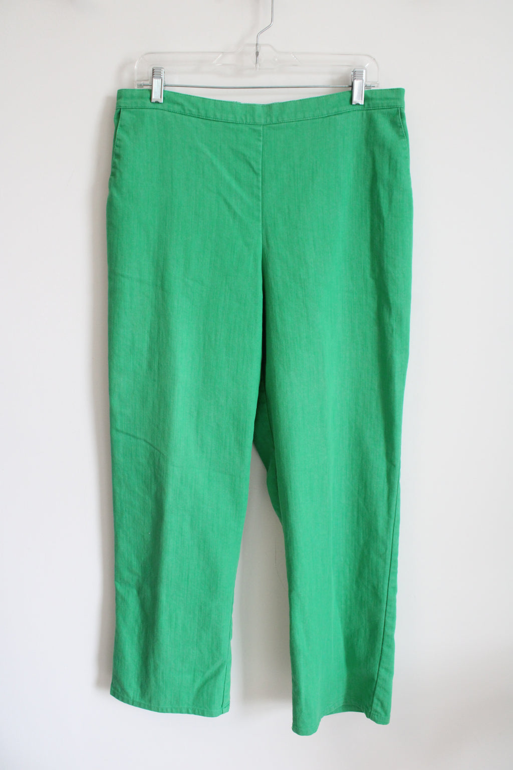 Alfred Dunner Green Denim Elastic Waistband Pant | 14