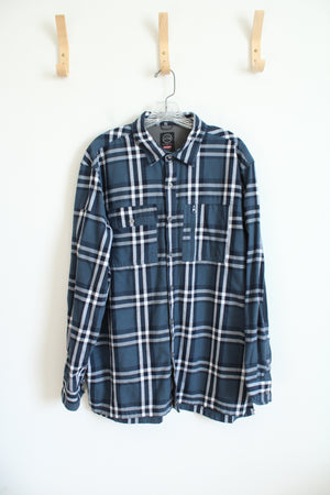 ATG Wrangler Blue & White Plaid Regular Fit Flannel | L