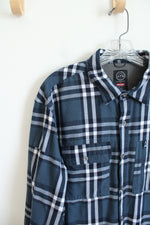 ATG Wrangler Blue & White Plaid Regular Fit Flannel | L