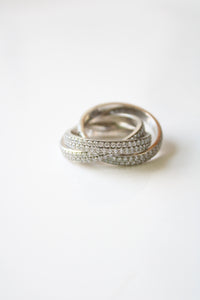 Pave Criss Cross Stacked Spinning Ring | Size 7.5