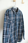 ATG Wrangler Blue & White Plaid Regular Fit Flannel | L