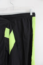 Shein Black & Neon Green Cropped Jacket & Pants Tracksuit Set | L