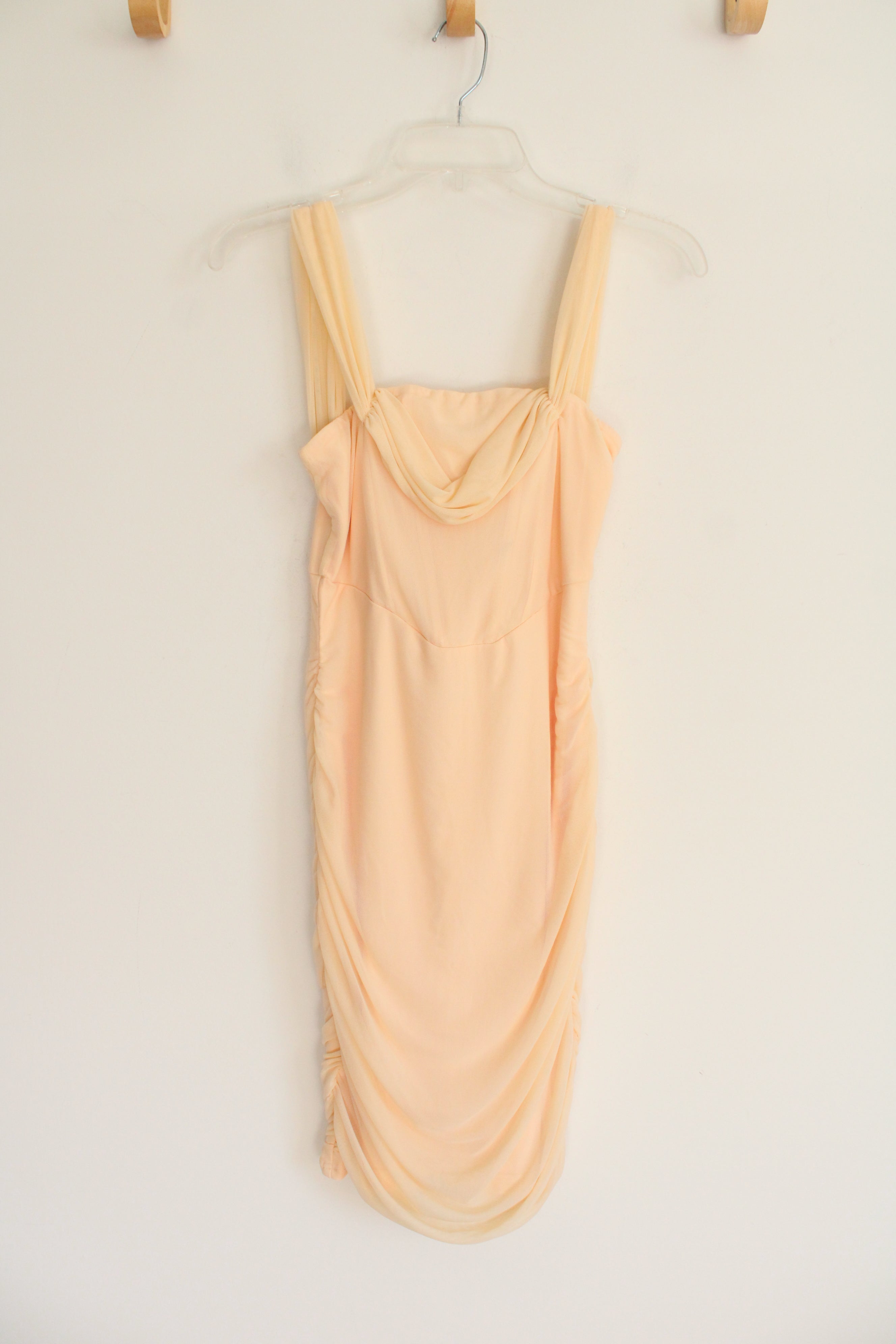 Light Peach Ruche Bodycon Dress | S