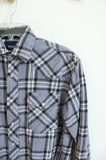 Wrangler Blue & White Plaid Flannel | M