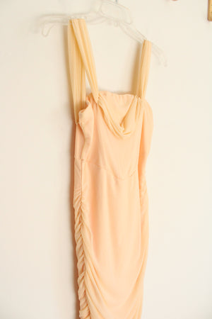 Light Peach Ruche Bodycon Dress | S