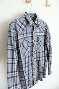 Wrangler Blue & White Plaid Flannel | M