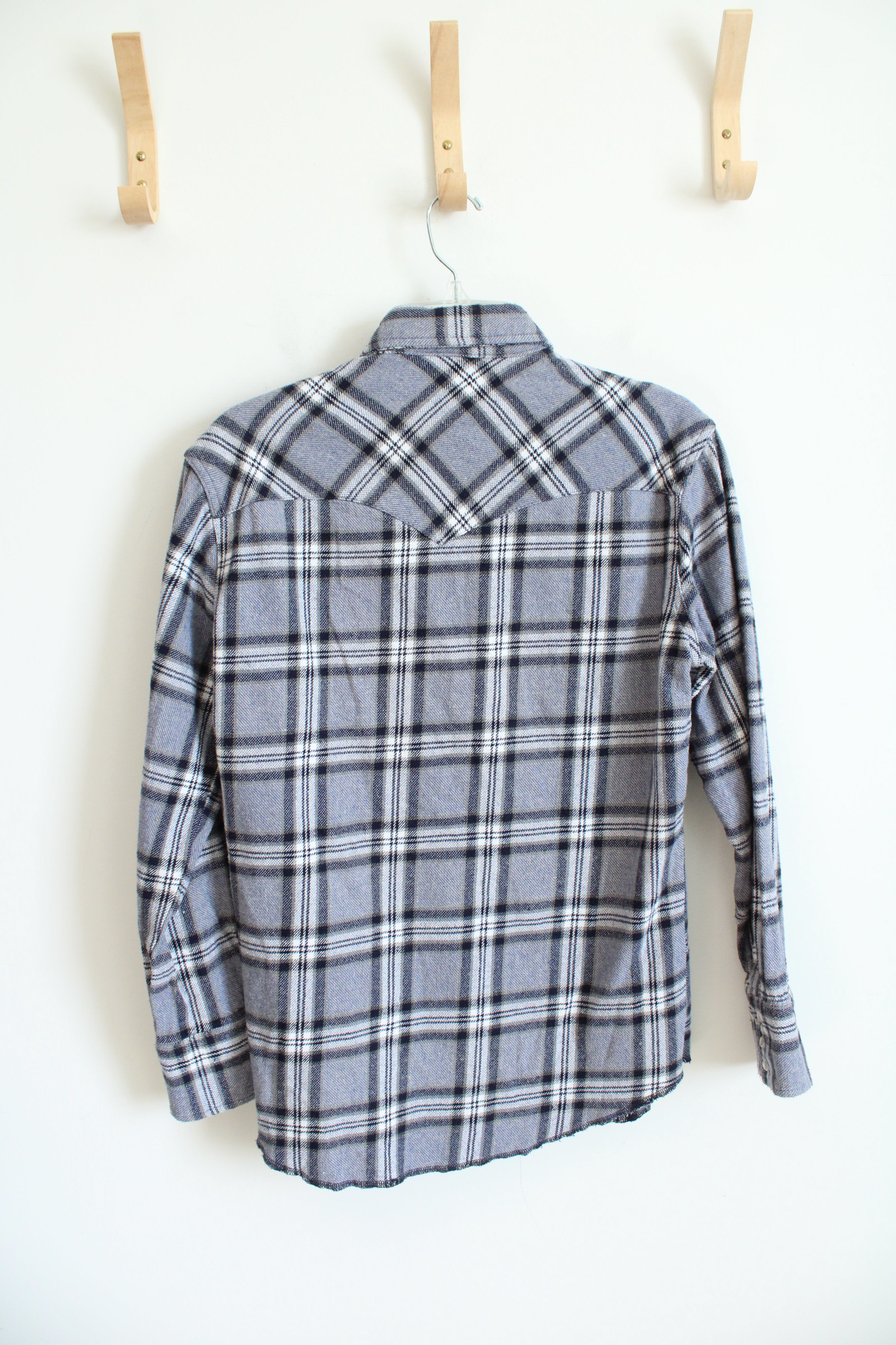 Wrangler Blue & White Plaid Flannel | M