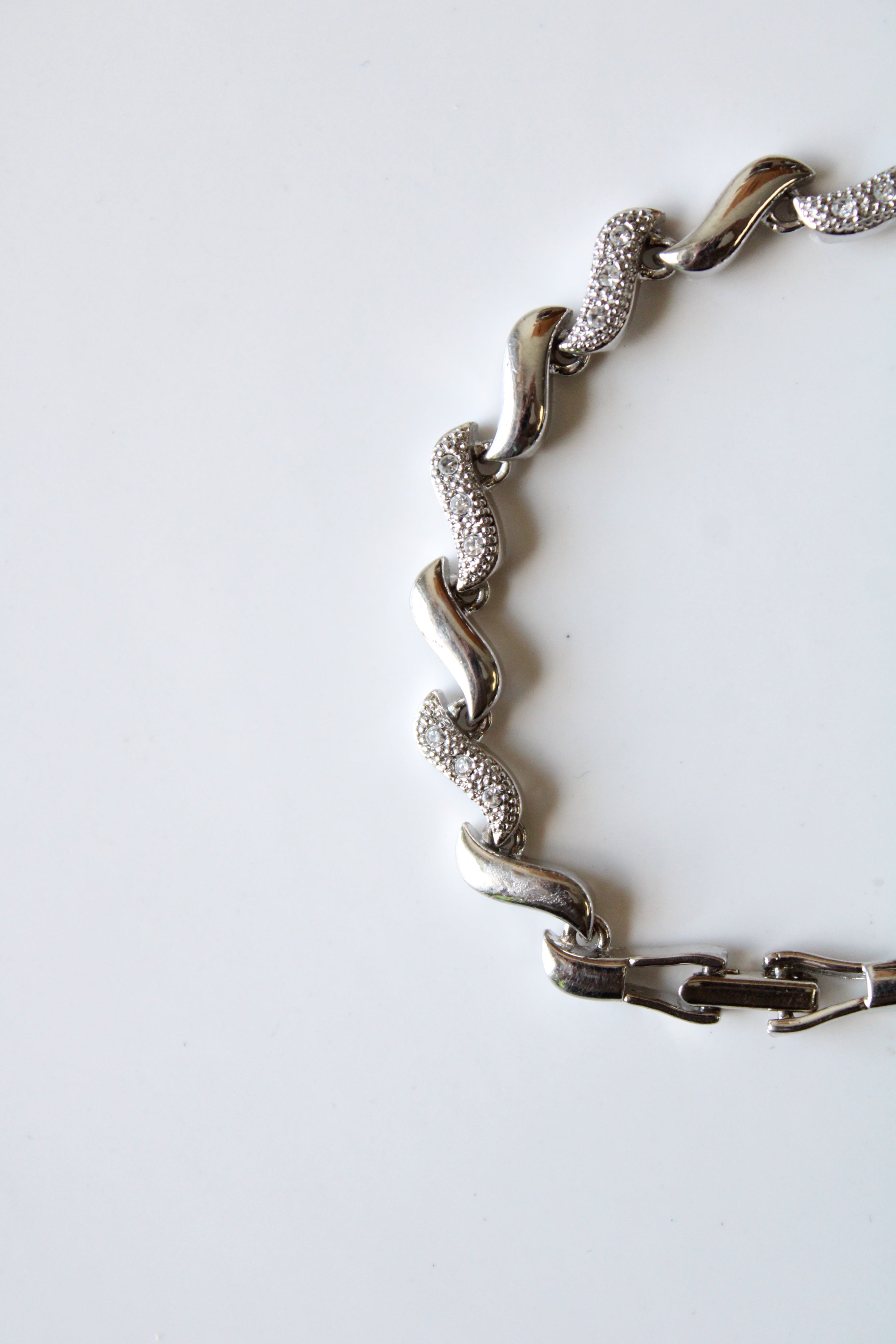 Avon Silver Pave Wave Chain Bracelet