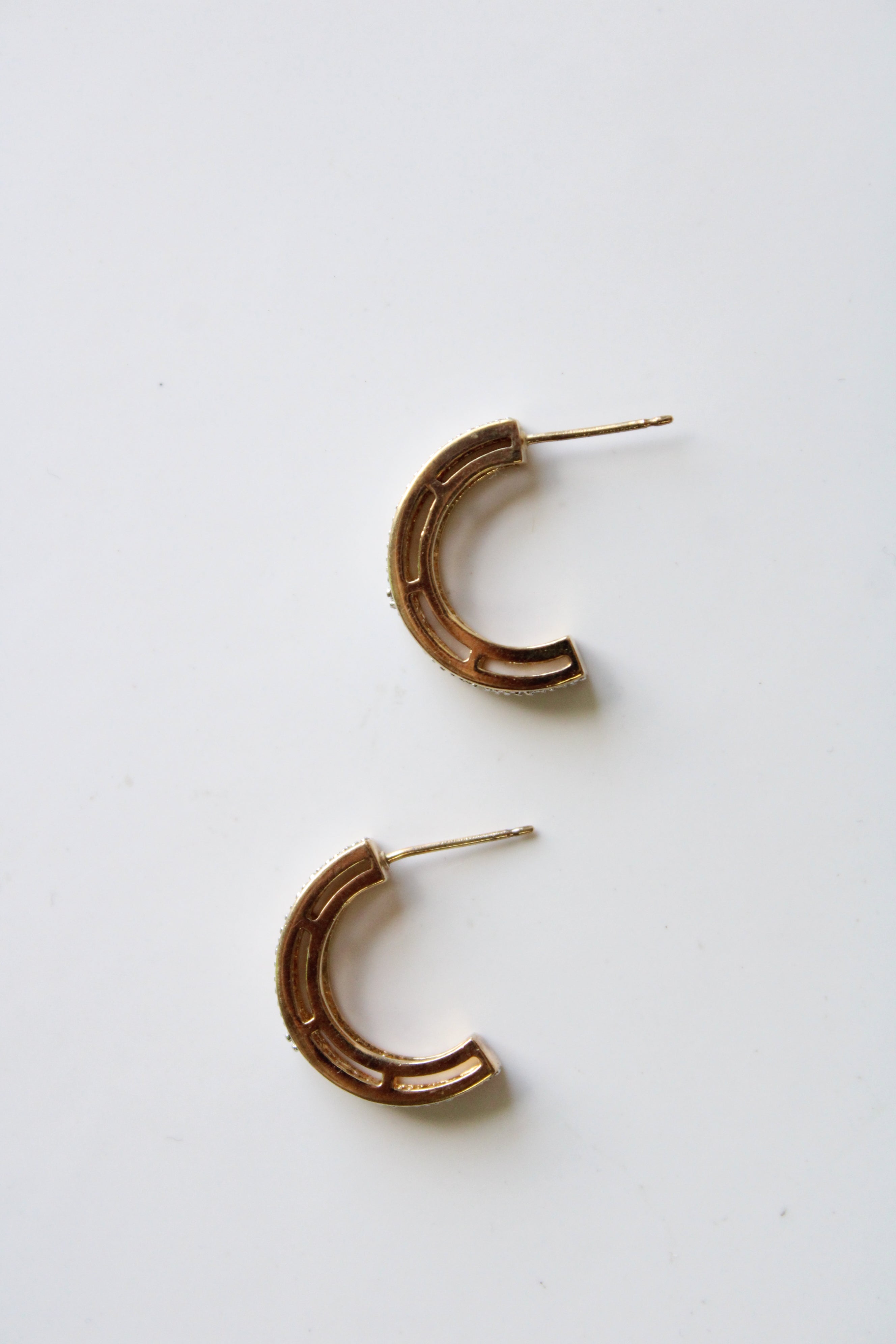 Gold Clear Stone Half Hoop Earrings