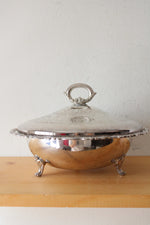 Oneida Swirled Edge Silver Footed Covered Warming Dish