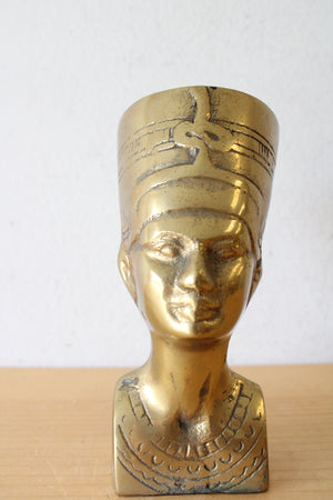 Vintage Egyptian Pharaoh Brass Bust Figurine