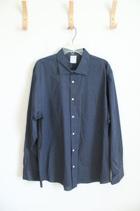 Brooks Brothers Regent Fit Navy & White Polka Dot Long Sleeved Button Down Shirt | XL